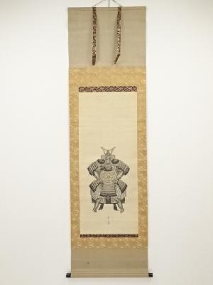 明治頃　光年筆　五月人形　肉筆絹本掛軸（箱付）